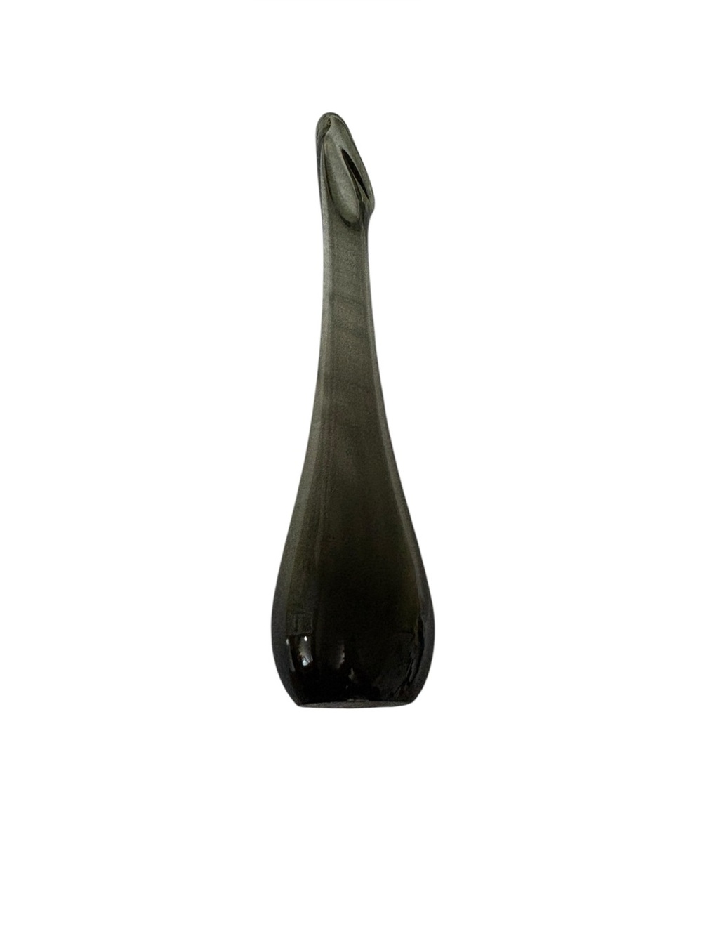 MCM Viking (?) Glass Charcoal Smoke Swung Flower Vase Gradient Read 12”